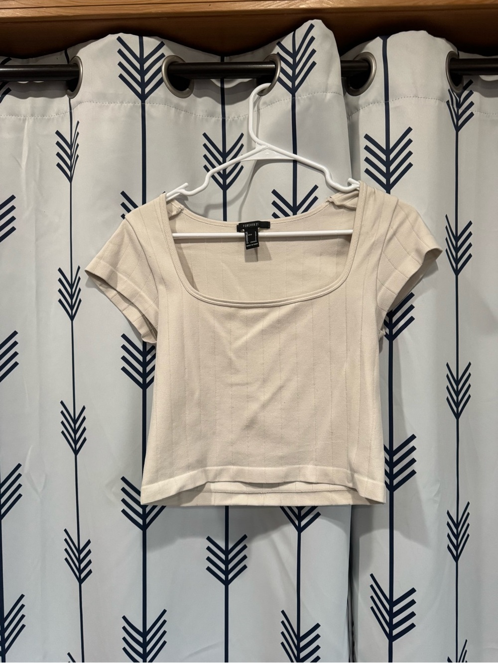 Ribbed Square Neck Crop Top - Cream - Forever 21